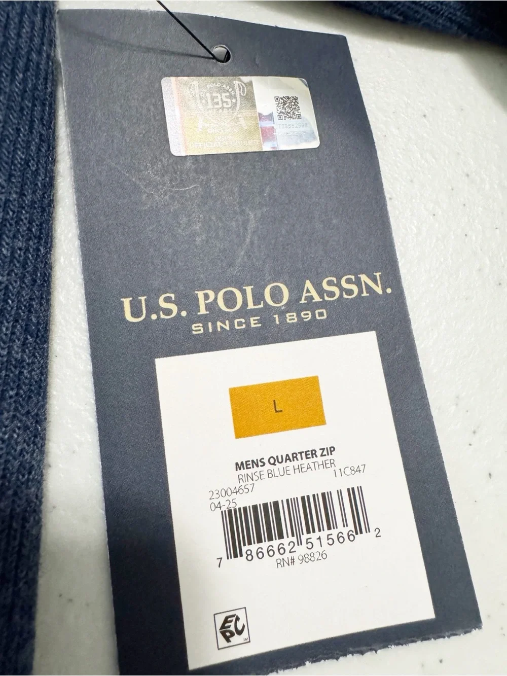 U.S. Polo Assn Quarter Zip Pillover Sweater Blue NWT Large